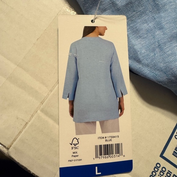 Lands End Linen Split Neck Tunic Size L - Picture 11 of 11